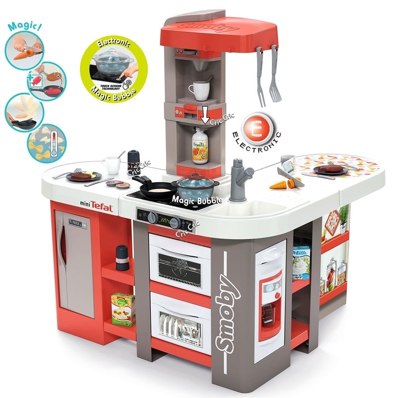 Smoby - bucatarie tefal studio xxl bubble, gri, rosu