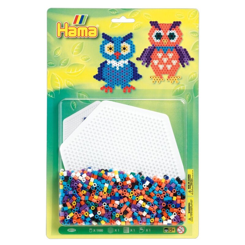 Hama - Set margele de calcat Bufnite 1100 buc, Cu 1 planseta, Infoliat Midi