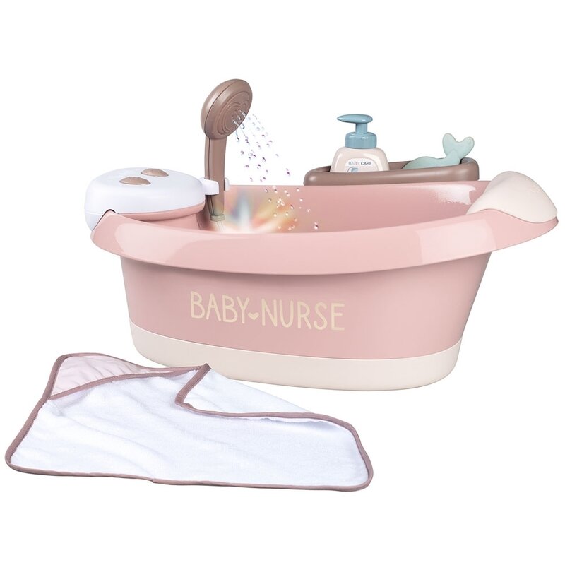Cadita pentru papusa Smoby Baby Nurse Baleno Bath roz cu accesorii Jucarii & Cadouri