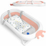 Cadita pliabila, Ricokids, Pentru bebelusi, cu Dop Senzor de temperatura, suport antiderapant, Perna Reductoare, 728000, Roz - 3