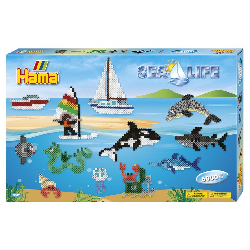 Hama - set margele de calcat lumea marii 6000 buc, cadou gigant midi