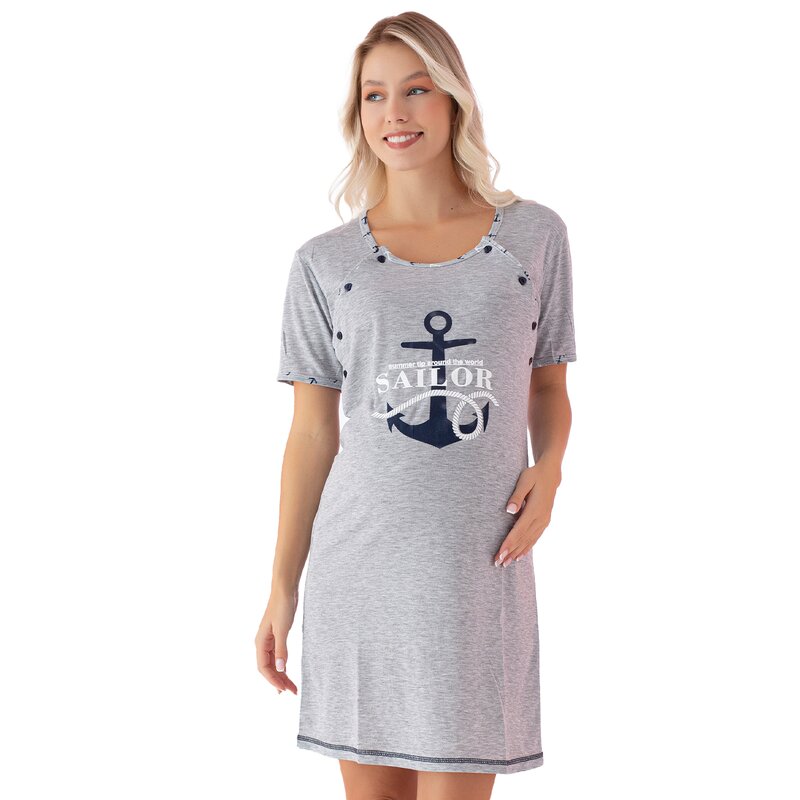 Camasa alaptat, Sailor, Din bumbac, Cu nasturi oblici, Masura S, Grey