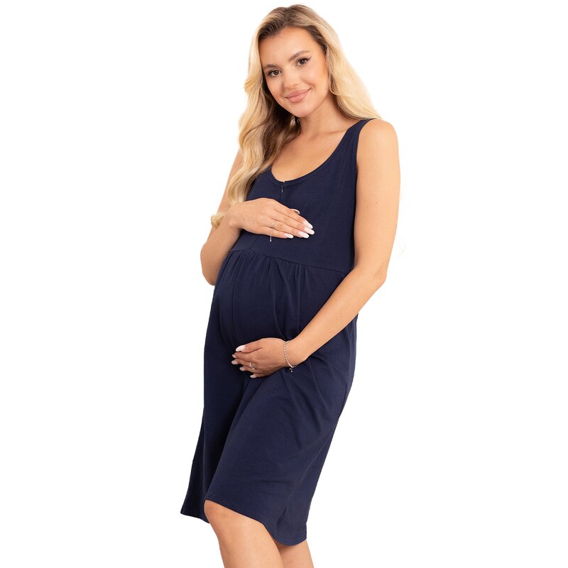 Camasa alaptat, Sofia, Din bumbac, Cu fermoar pe mijloc, Fara maneci, Masura S/M, Blue Navy