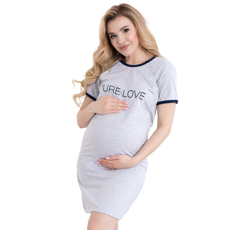 Camasa alaptat, Purelove, Din bumbac, Cu capse oblice, Masura XL, Grey