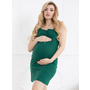 Camasa alaptat, Basic, Din bumbac, Cu capse pe mijloc, Fara maneci, Masura S, Green - 11