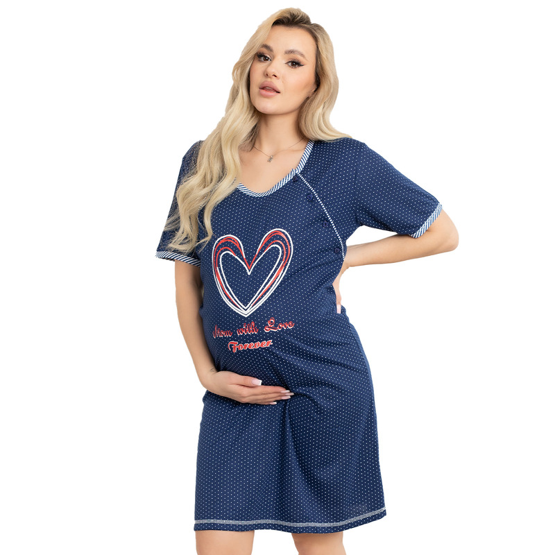 Camasa alaptat, Din bumbac, Cu nasturi, Masura M, For love, Navy Blue