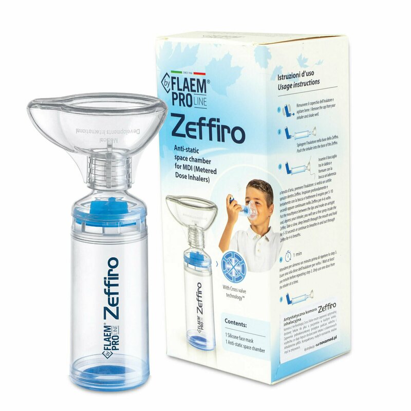 Flaem - Camera inhalare Pro Line Zeffiro SPC01, Tehnologie Cross Valve, cu masca pediatrica