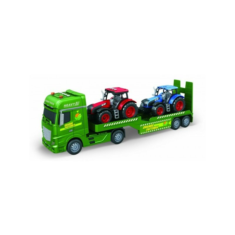 Camion cu frictiune RS Toys transport agricol,cu doua tractoare incluse, cu sunete si lumini