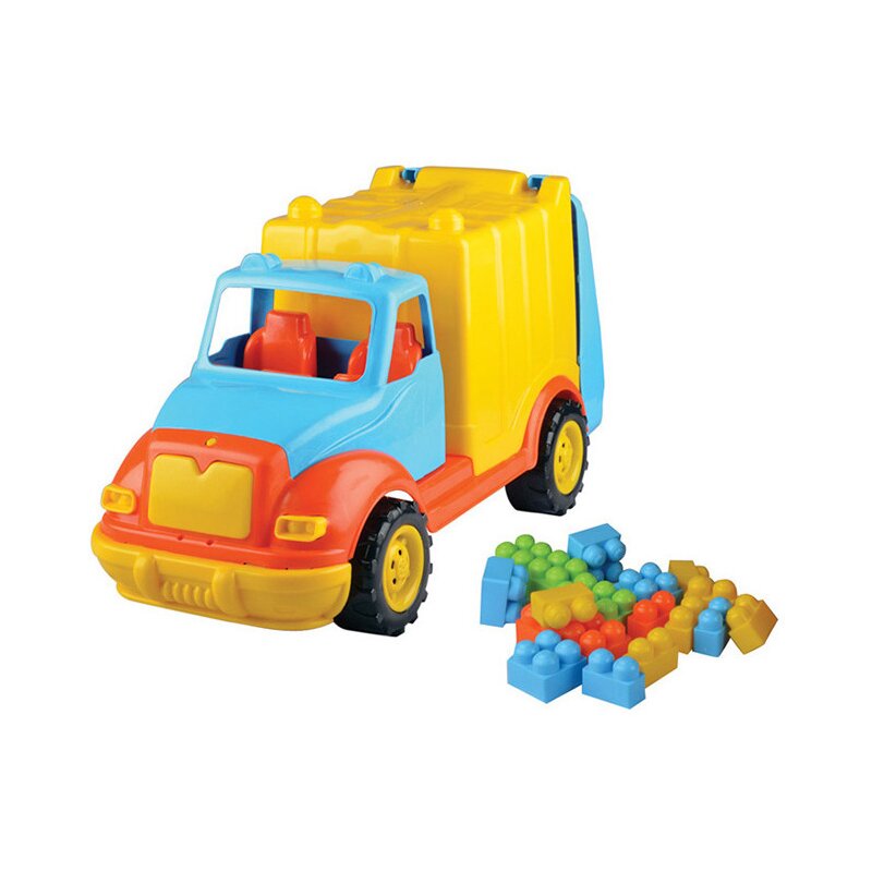 Ucar toys - camion pentru gunoi 48 cm cu 38 piese constructie