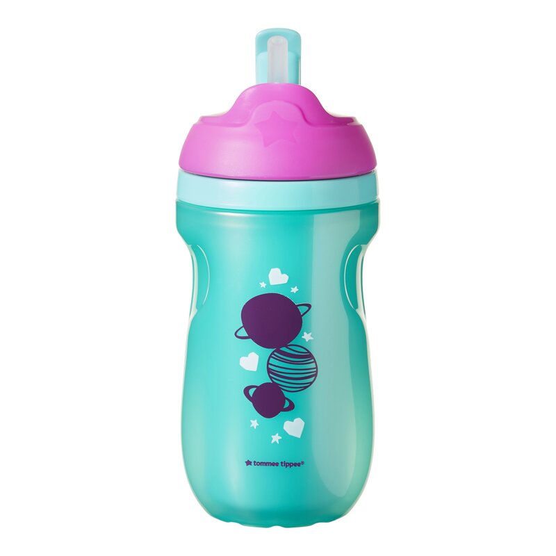 Tommee tippee - cana cu pai izoterma, 260 ml, 12 luni+, roz/turquoise