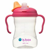 B.box - Cană de tranziție cu cioc de silicon de la , 240 ml, +4 luni, roz