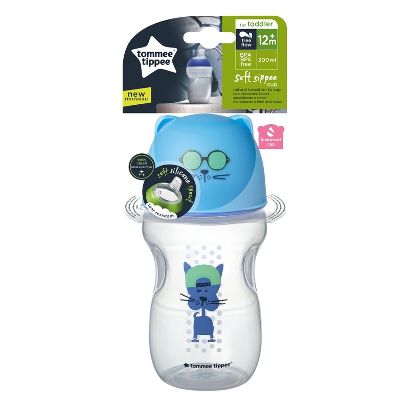 Tommee tippee - cana de tranzitie cu cioc moale, 300 ml, 12 luni+, albastru