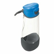 Cană din Tritan cu cioc de silicon, 600 ml, cu capac automat, +9 luni, albastru cu gri, B.Box