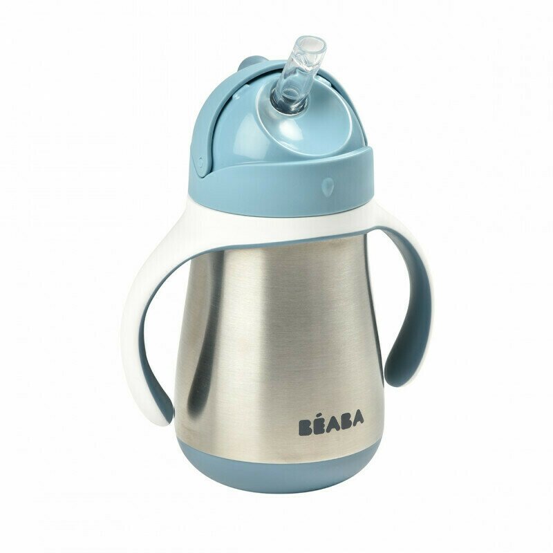 Cana cu pai din inox Beaba 250 ml Windy Blue