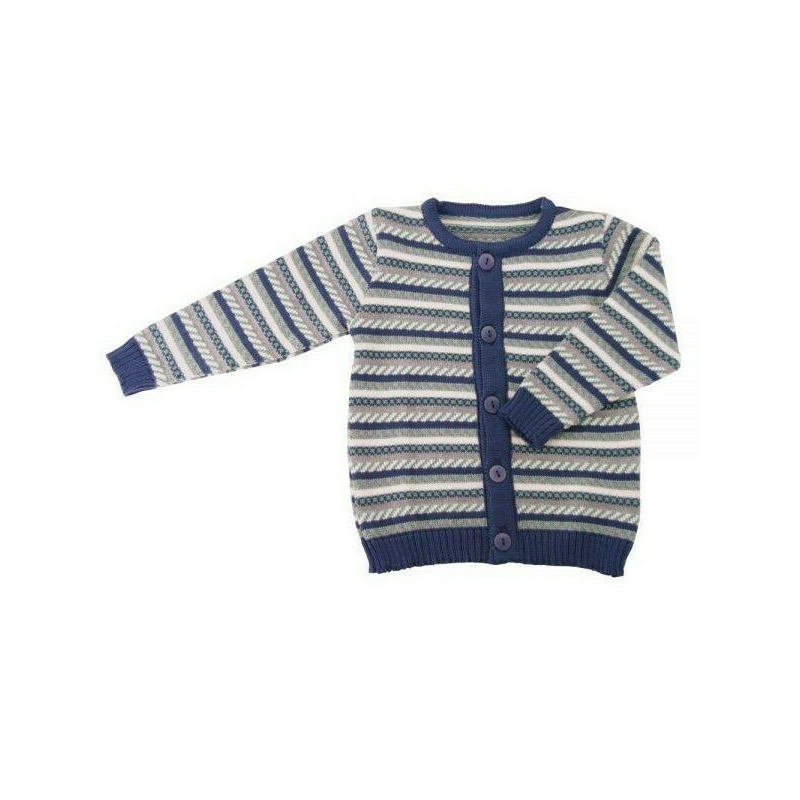 Vintage Blue 74/80 - Cardigan din lana merinos impletita - Iobio - Limited Edition