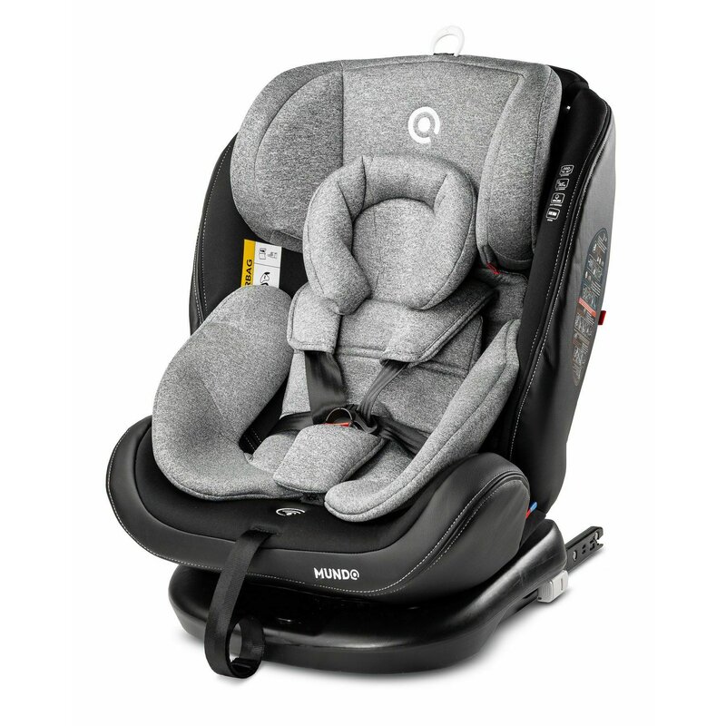 Caretero - scaun auto spatar reglabil, rotire 360 grade mundo, 0-36 kg, gri