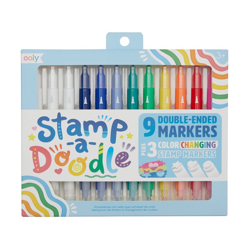 inel care isi schimba culoarea in functie de stare Carioci duble cu stampile Stamp-A-Doodle - set de 9 culori si 3 care schimba culoarea