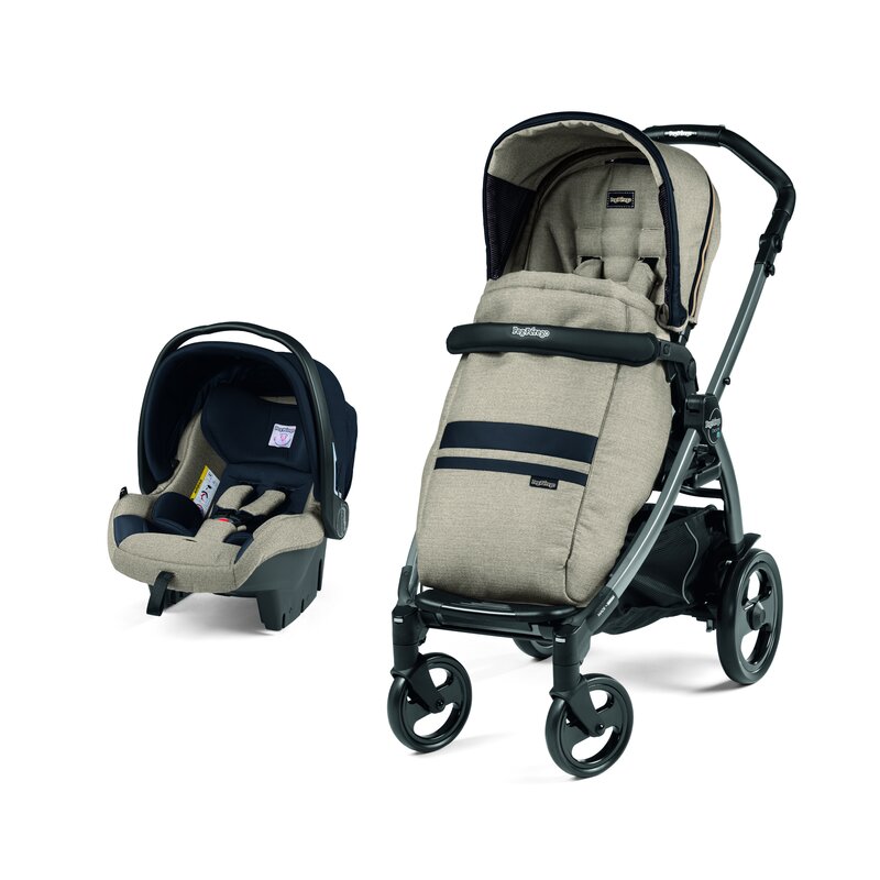 Peg perego - carucior 2 in 1 book 51 titania luxe ecru cu scaun auto