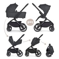 Carucior 2 in 1, Petite&Mars, Scout, Cu landou pliabil, Reversibil, Spatar si suport de picioare reglabile in 3 pozitii, Maner ajustabil, Cu accesorii, Pana la 22 kg, 0 luni+, Gri