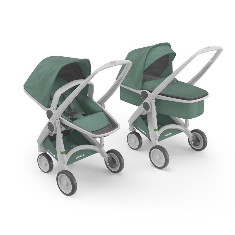 Greentom - carucior 2 in 1 100% ecologic, gri/verde
