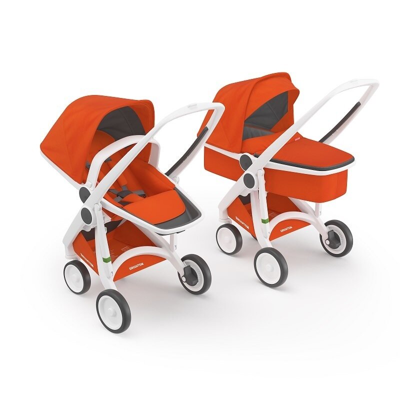 Carucior 2 In 1, Greentom, 100% Ecologic, White Orange