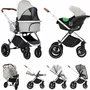 Carucior 3 in 1, FreeON, Joy, Reversibil, Cu cadru din aluminiu, Scoica auto, Husa picioare, Geanta mamici si accesorii, Conform cu standardele europene EN1888-1:2018+A1:2022, Gri - 1