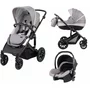 Carucior 3 in 1, FreeON, Trio Comfort, Cu cadru din aluminiu, Cu landou intarit, Reversibil, Scoica auto, Parte sport cu sezut reversibil, Geanta pentru mamici, Conform cu standardele europene de securitate EN 1888:2018 si ECE R44/04, Grey - 2