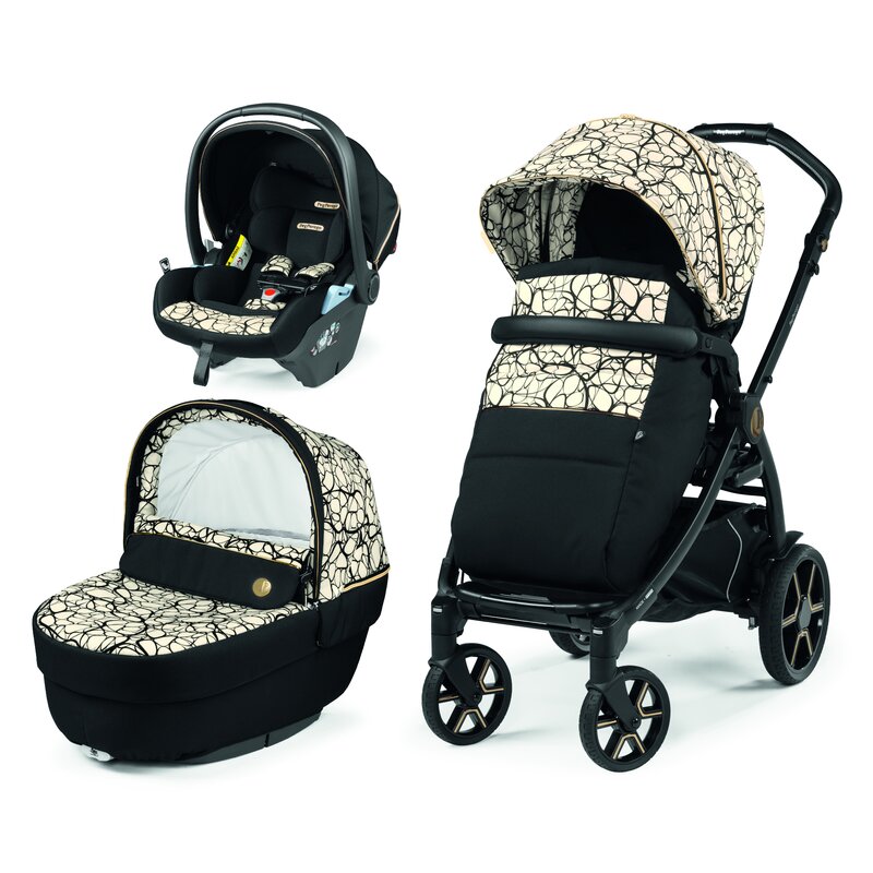 Peg perego - carucior 3 in 1 book lounge graphic gold 0-22 kg, bej/negru