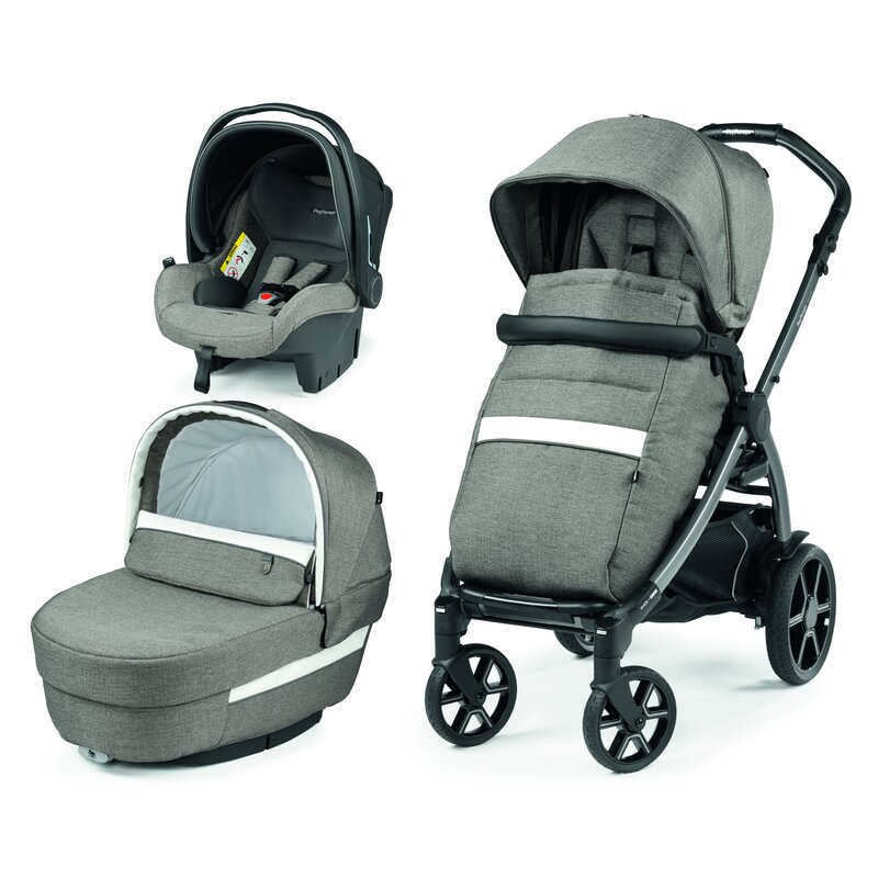 Peg perego - carucior 3 in 1 book primoviaggio sl city 0-22 kg, alb/gri