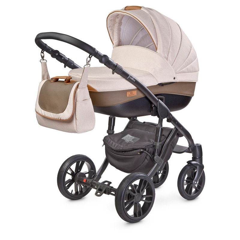 Carucior 2 in 1, Camini, Frontera, Cu geanta de accesorii inclusa, Cu suport pentru picioare, Cu maner reglabil, Cu roti din cauciuc, Conform standardului european de securitate EN1888, 0-48 luni, 0-15 kg, Bej