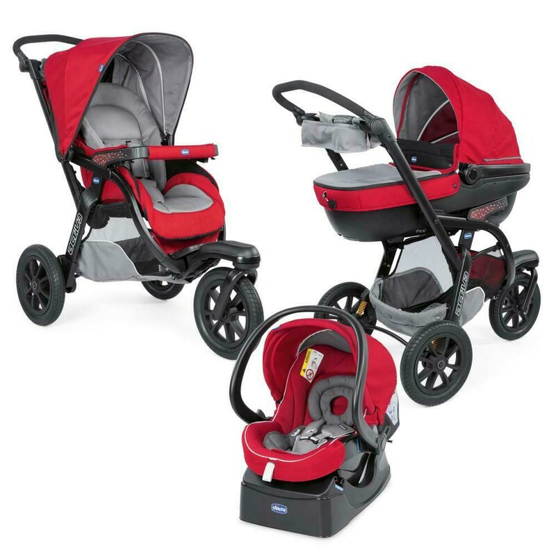 Chicco - carucior trio activ3, car kit, 0+luni, red berry