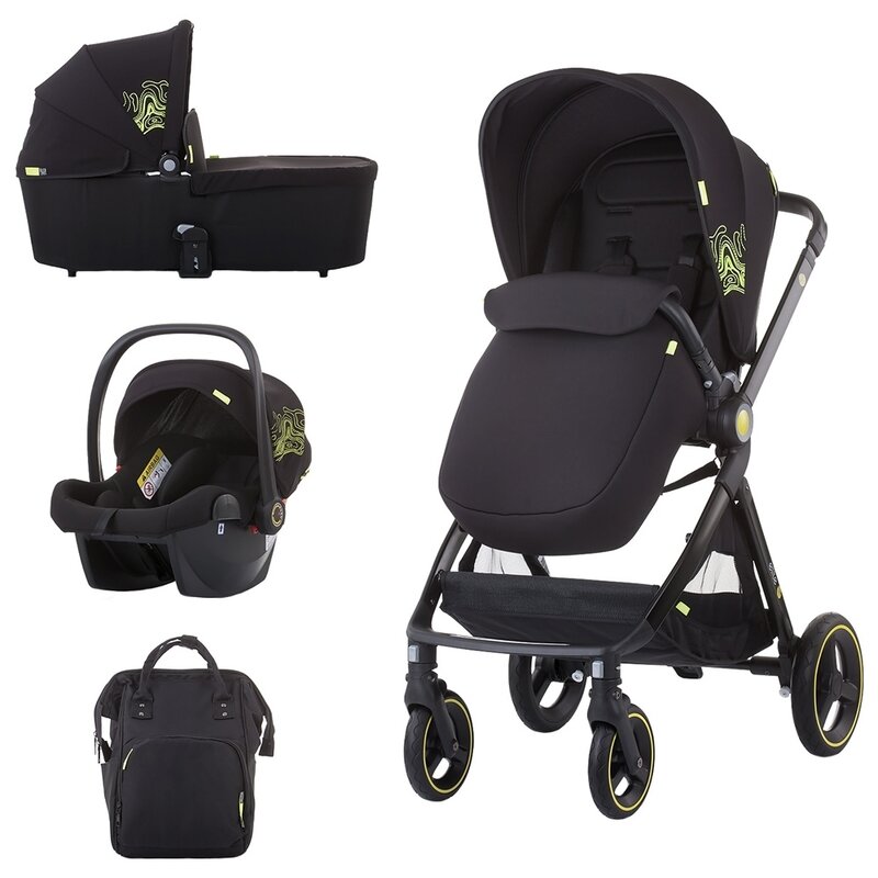 Chipolino - carucior 3 in 1 elite , carbon, negru