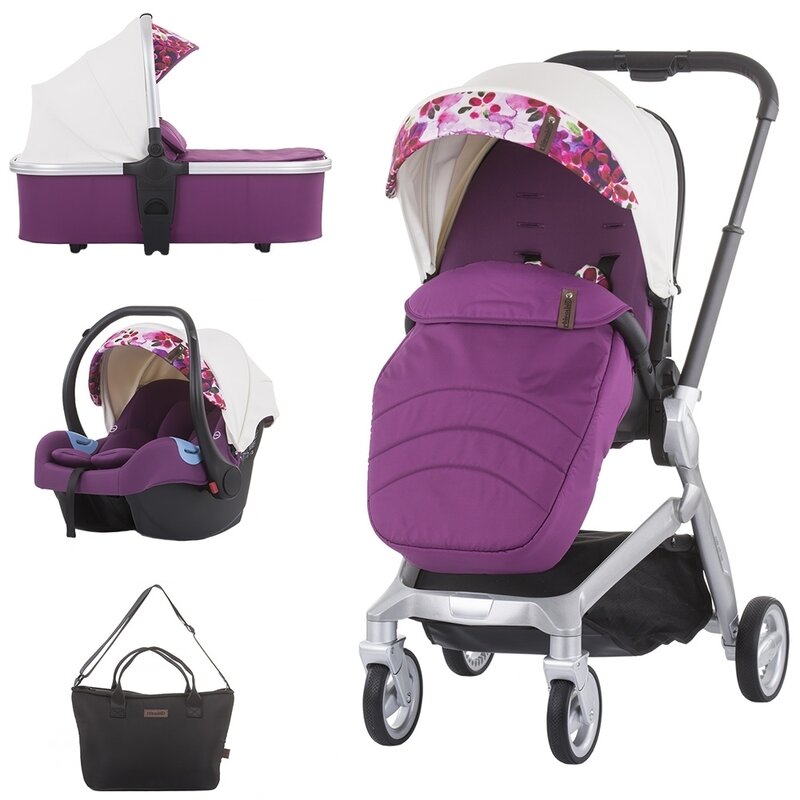 Chipolino - carucior 3 in 1 emotion flowers, alb/violet