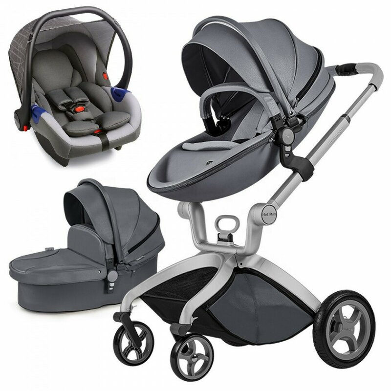 Carucior Copii Hot Mom Premium Dark Grey 3 in 1, varsta intre 0 - 36 luni, elegant, confortabil, sigur si usor de folosit