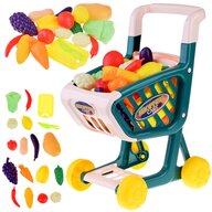 Carucior de cumparaturi, Jokomisiada, Cu fructe si legume, 32 piese, 3 ani+, Multicolor