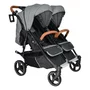 Carucior gemeni, Bebe Stars, Double Trouble, De la nastere pana la 22 Kg, Cadru din aluminiu, Pliabil, Spatar reglabil in 5 pozitii, Cu 2 saci de picioare, 2 huse de ploaie si suport pahar, Conform cu EN1888-1,2:2018, Grey - 2