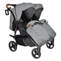 Carucior gemeni, Bebe Stars, Double Trouble, De la nastere pana la 22 Kg, Cadru din aluminiu, Pliabil, Spatar reglabil in 5 pozitii, Cu 2 saci de picioare, 2 huse de ploaie si suport pahar, Conform cu EN1888-1,2:2018, Grey - 1