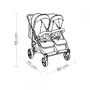 Carucior gemeni, Bebe Stars, Double Trouble, De la nastere pana la 22 Kg, Cadru din aluminiu, Pliabil, Spatar reglabil in 5 pozitii, Cu 2 saci de picioare, 2 huse de ploaie si suport pahar, Conform cu EN1888-1,2:2018, Grey - 9