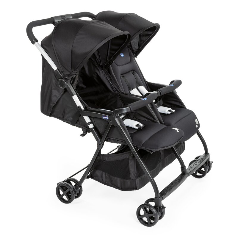 Carucior gemeni, Chicco, Ohlala, Ultra usor si compact, 8 kg, 0 luni+, Negru