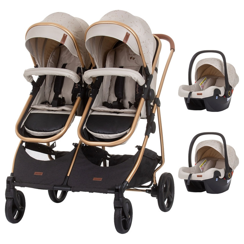 Carucior gemeni Chipolino Duo Smart 3 in 1 sand