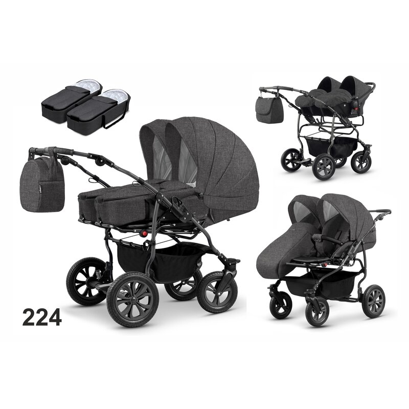 Mikado - carucior pentru gemeni duet lux d-224 3 in 1