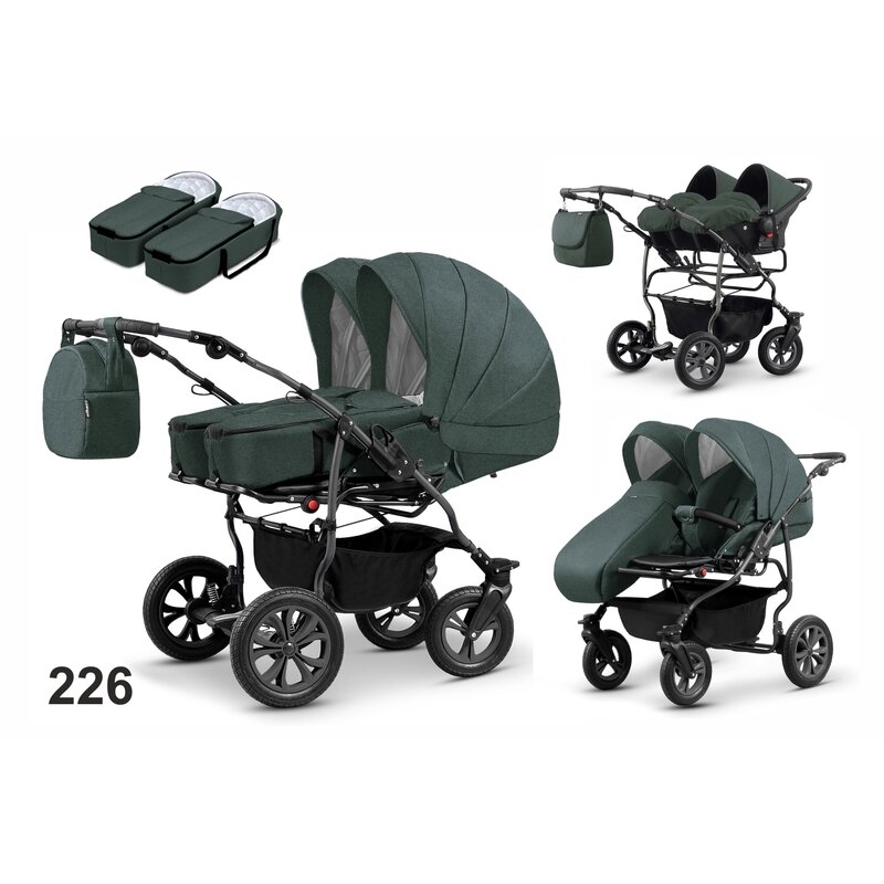 Mikado - carucior pentru gemeni duet lux d-226 3 in 1