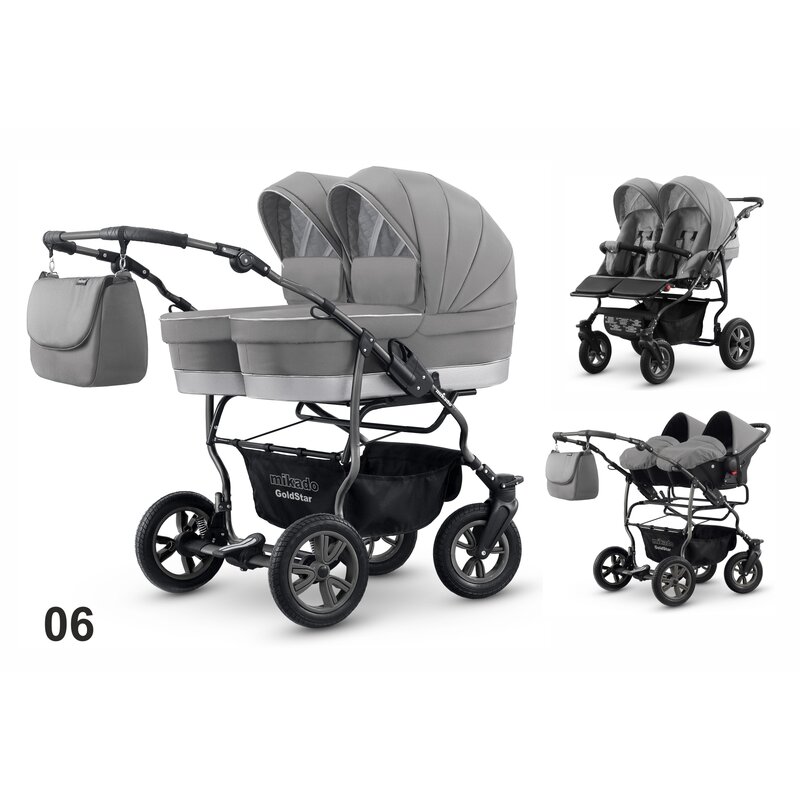 Mikado - carucior gemeni 3 in 1 goldstar gs-06, gri