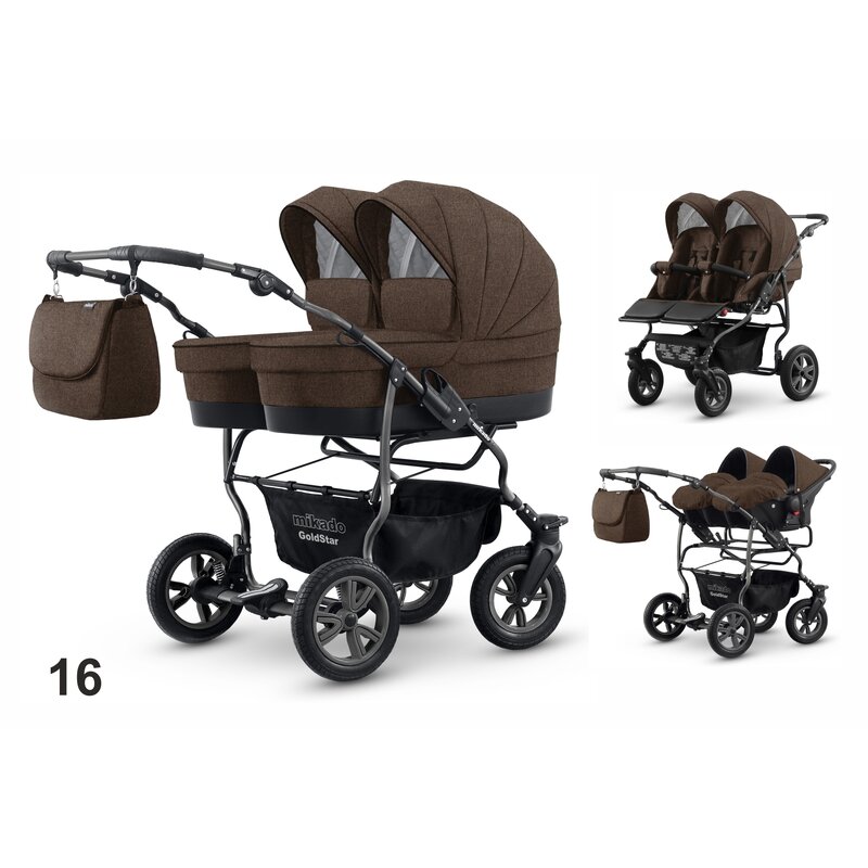 Mikado - carucior gemeni 3 in 1 goldstar gs-16, maro
