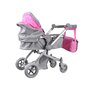 Carucior pentru papusi, Jokomisiada, 4 in 1 , Cu cos de accesorii, Geanta, 3 ani+, Roz/Gri - 5