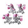 Carucior pentru papusi, Jokomisiada, 4 in 1 , Cu cos de accesorii, Geanta, 3 ani+, Roz/Gri - 6