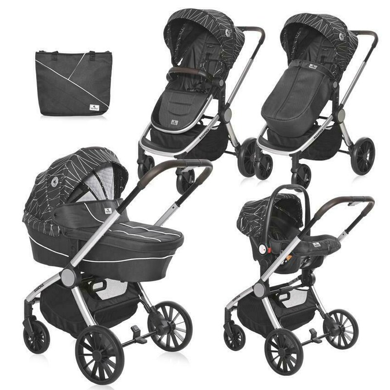 Lorelli - Carucior Set 3 in 1, Ramona, Silver Stripe