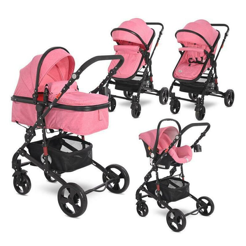 Lorelli - carucior 3 in 1 alba classic cos auto inclus candy, roz