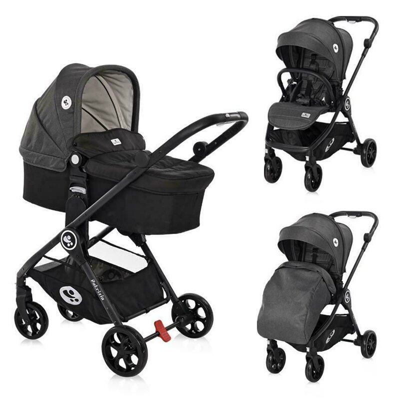 Lorelli - carucior 2 in 1 patrizia , dark, cu landou inclus, gri