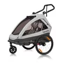 Carucior si remorca de bicicleta, Lionelo, Cama, Multifunctional, Pentru 1 sau 2 copii, Cu sistem de absorbtie a socurilor SIQ, Geamuri cu protectie solara, Gri